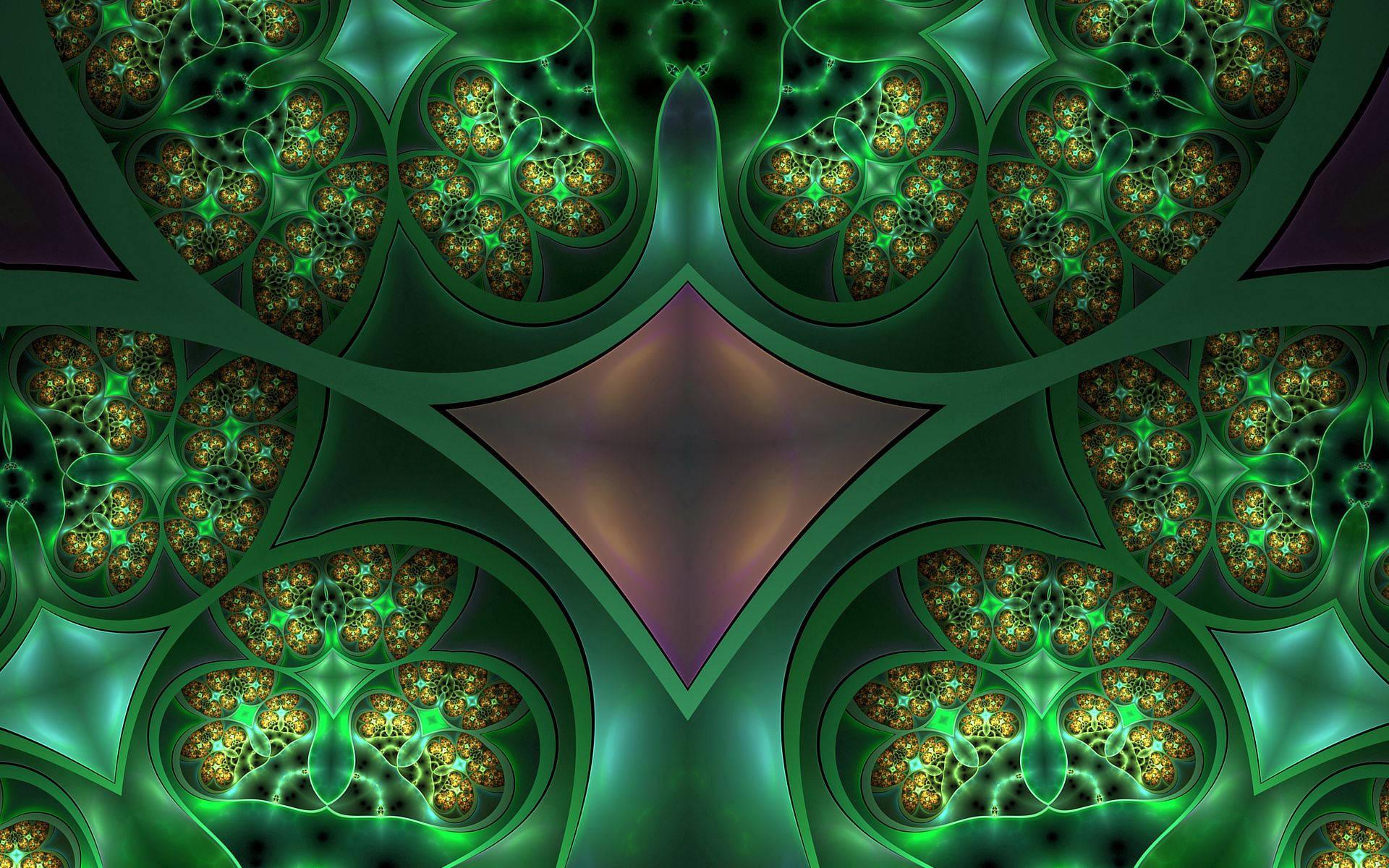 Green Microscopic Fractal Pattern