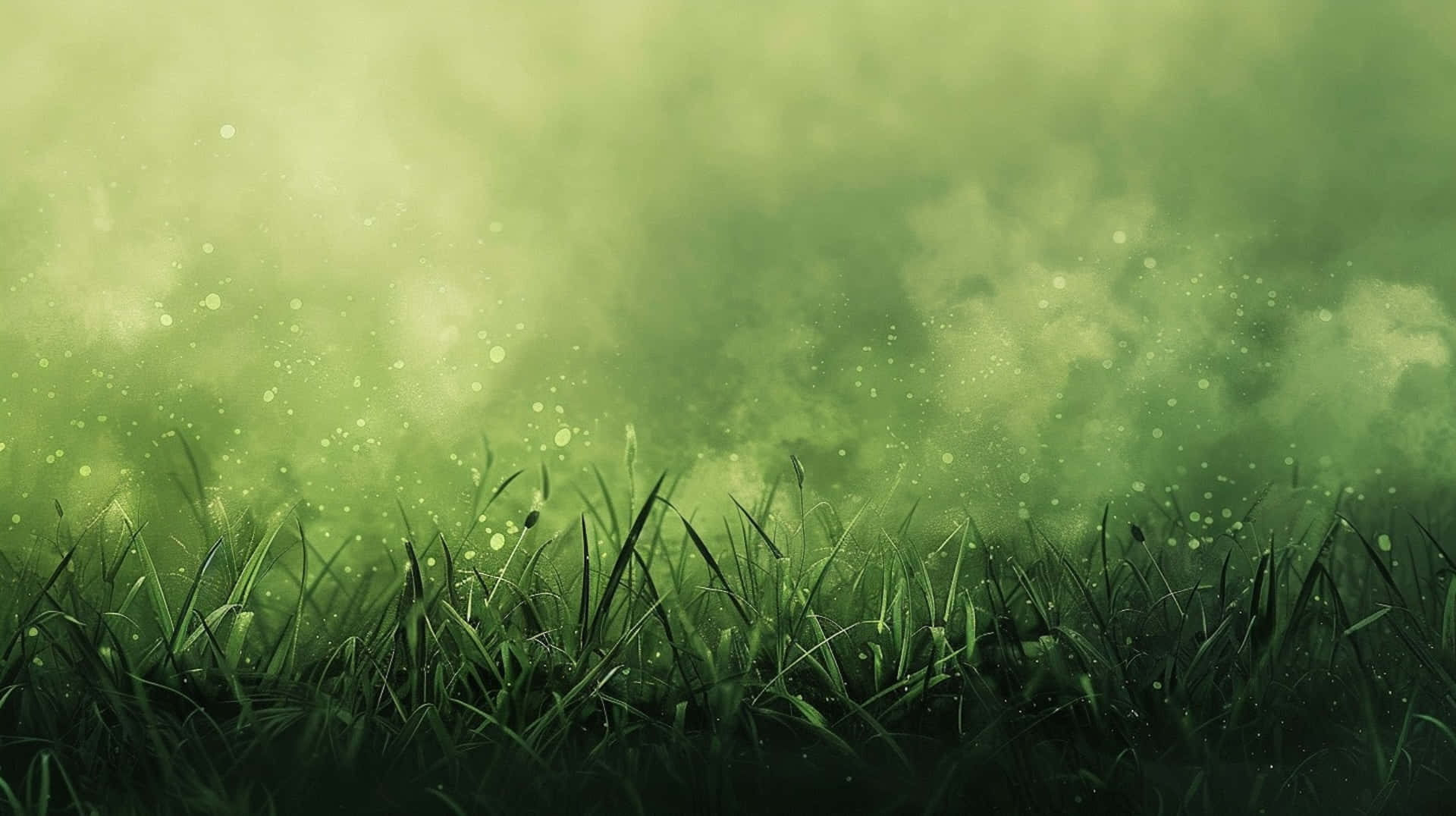 Green Misty Meadow Aesthetic Wallpaper