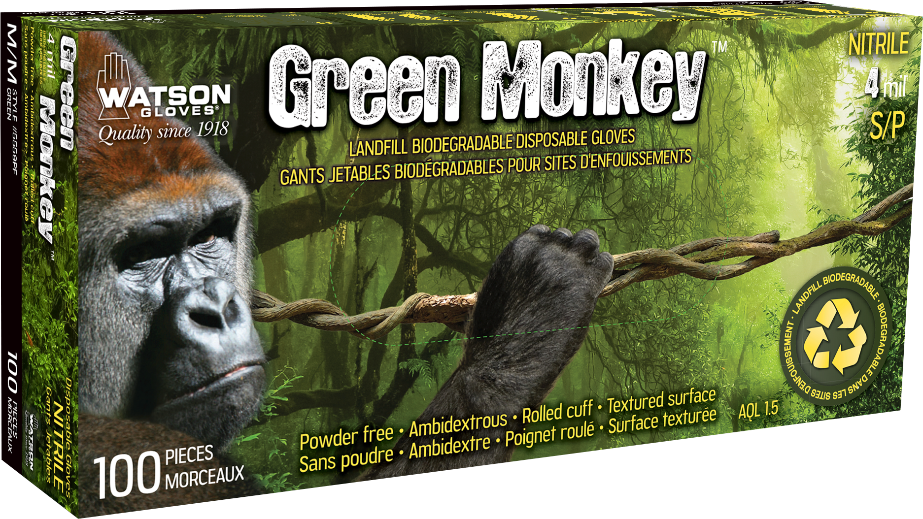 Green Monkey Biodegradable Gloves Packaging PNG