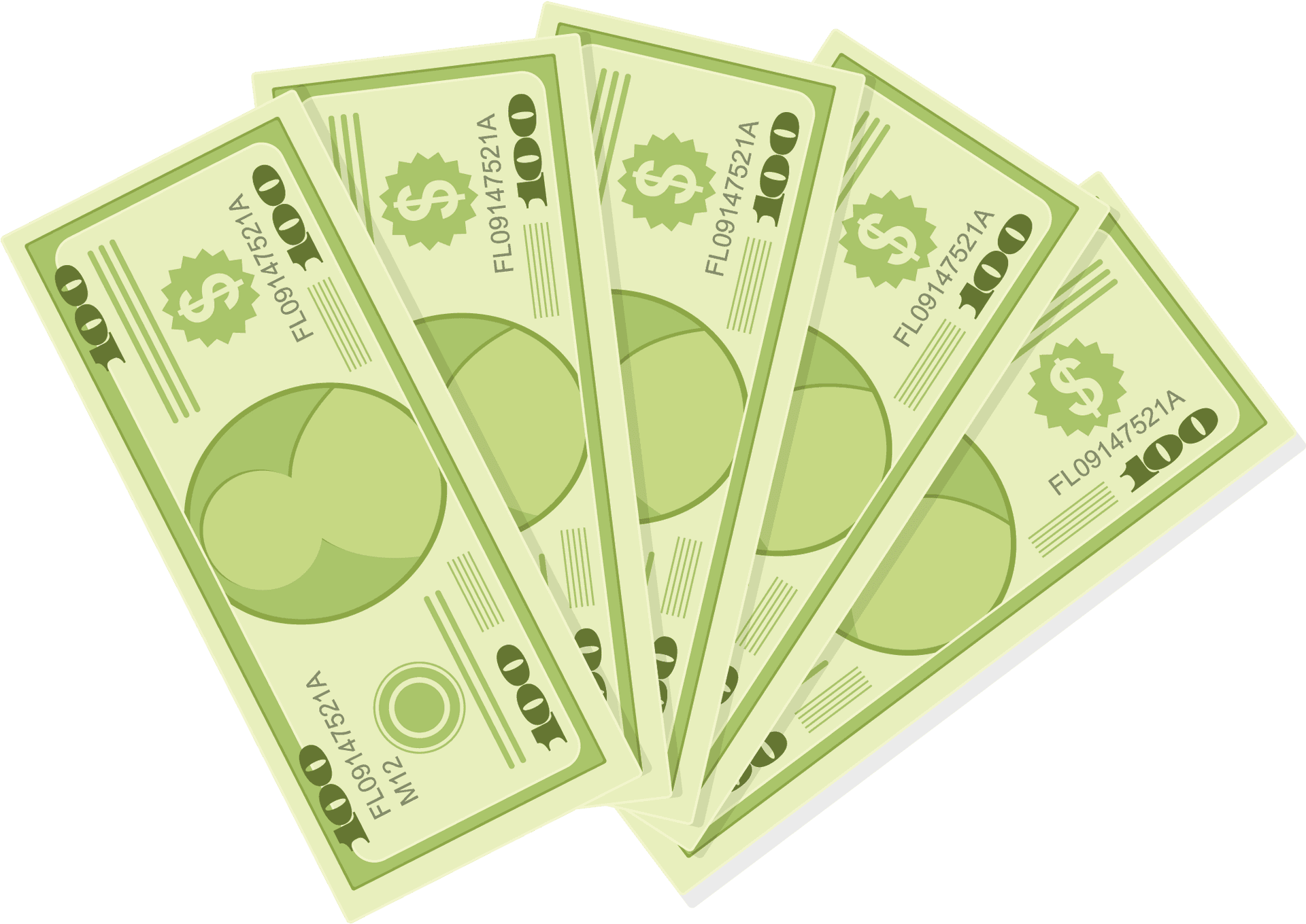 Green Monopoly Style100 Dollar Bills PNG