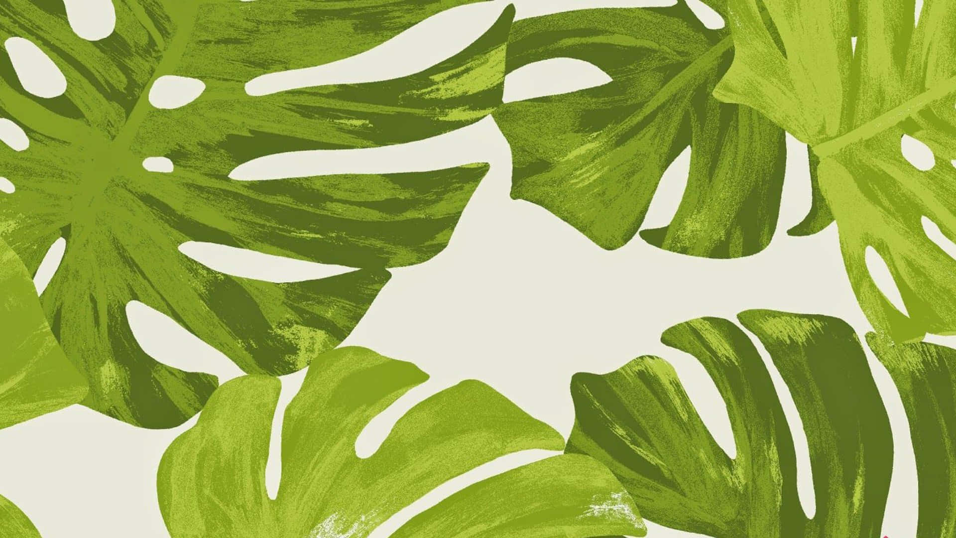 Green Monstera Leaves Pattern Wallpaper