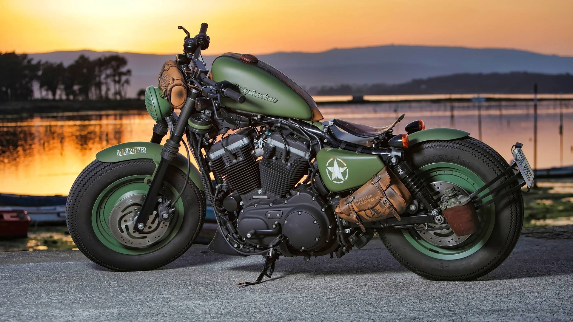 Green Motorbike Harley Davidson Logo Picture
