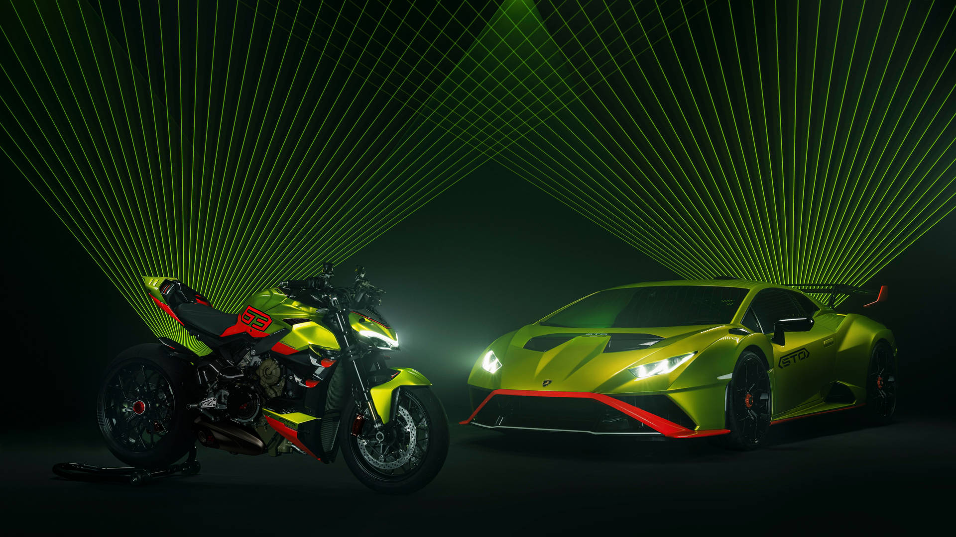 Green Motorcycle Car 5120x1440 Wallpaper