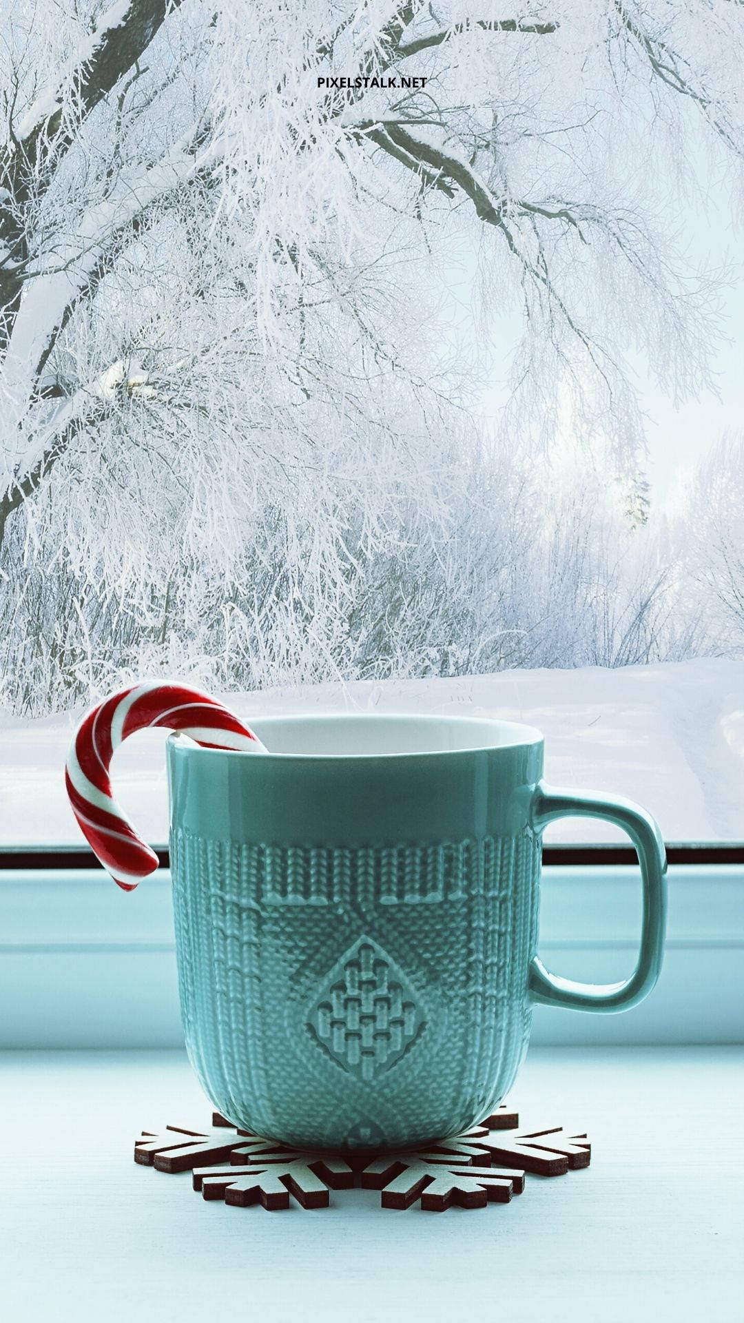 Green Mug Candy Cane Winter iPhone Wallpaper