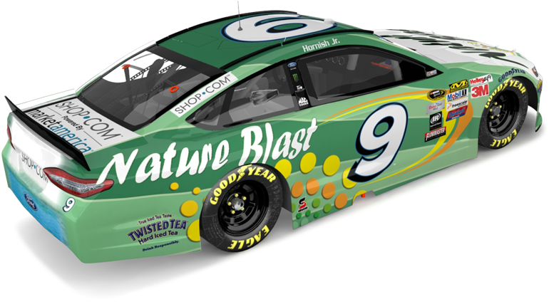 Green Nature Blast Race Car Number9 PNG