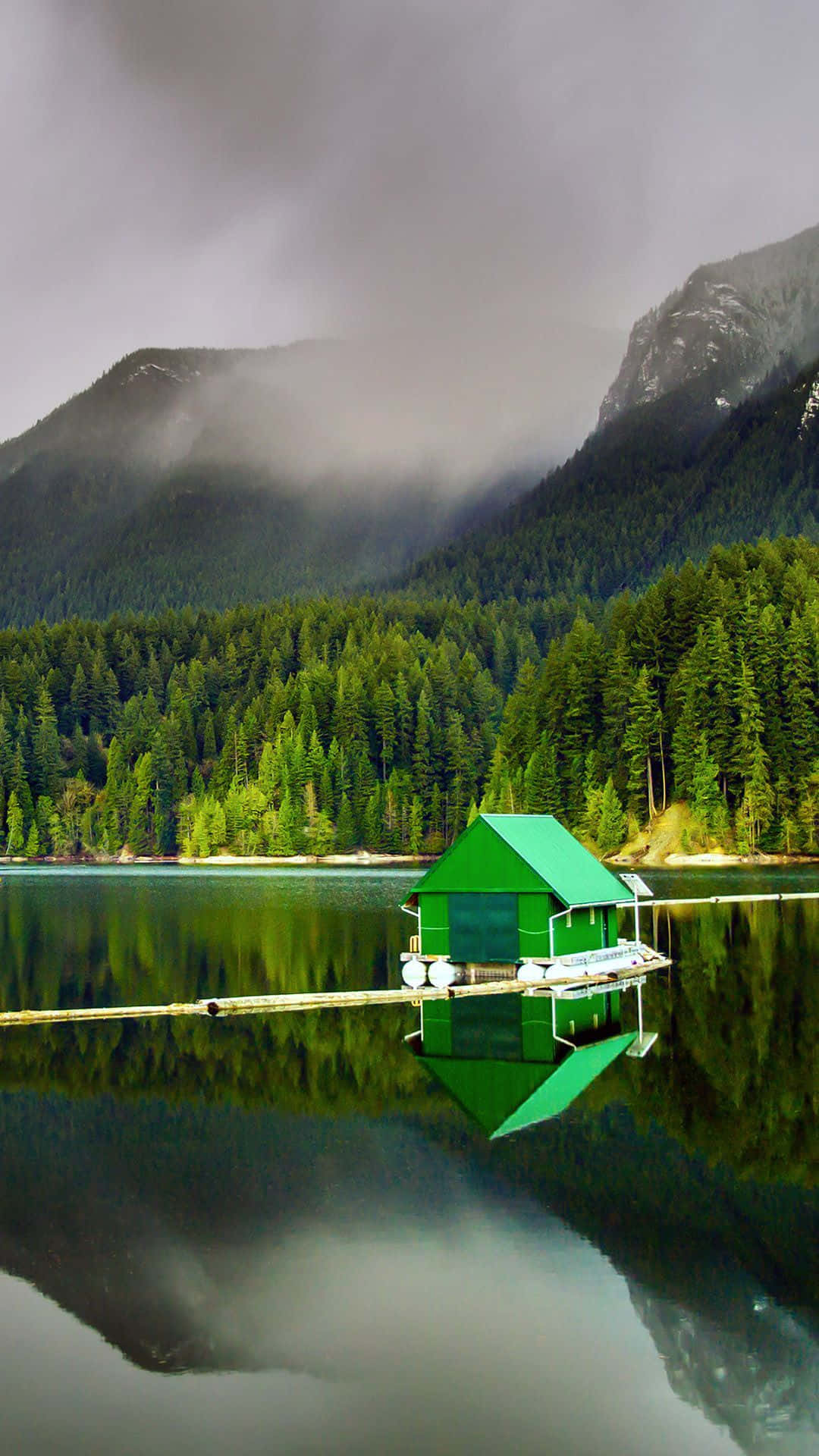 Green Floating House Nature Iphone Wallpaper