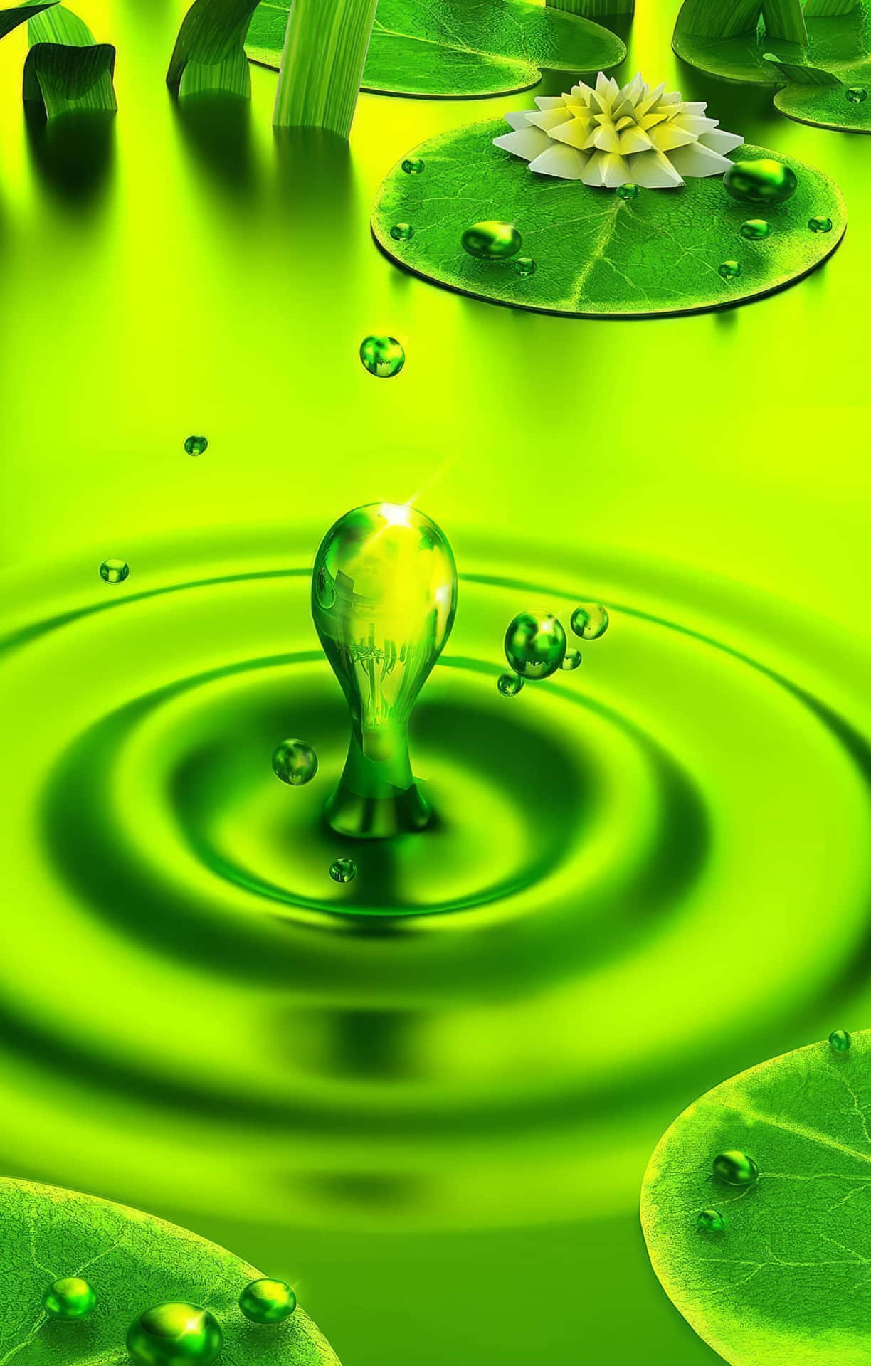Green Nature Water Drop Abstract Wallpaper