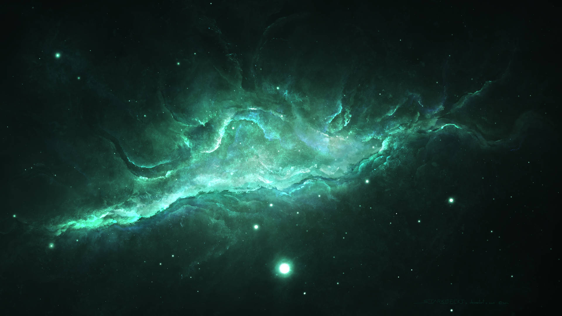 Green Nebula Psychedelic 4k