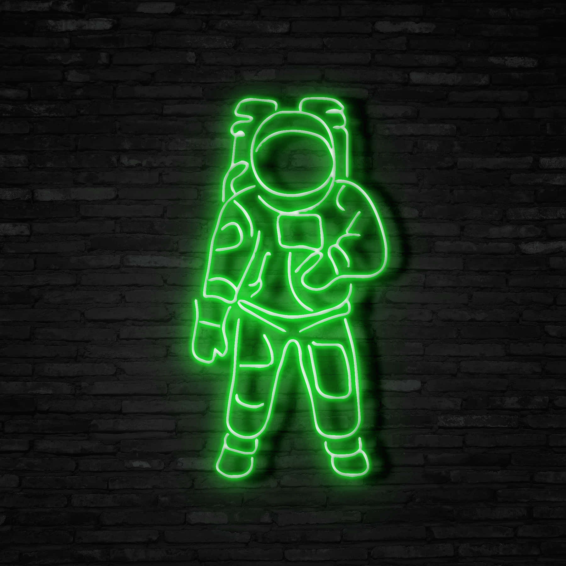 Green Neon Astronaut Wallpaper