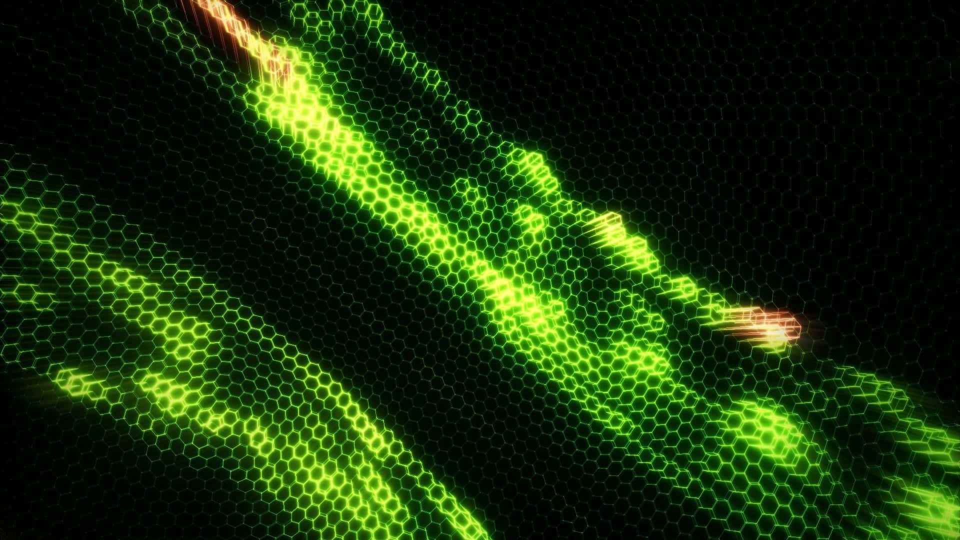 Green Neon Hexagonal Pattern Wallpaper