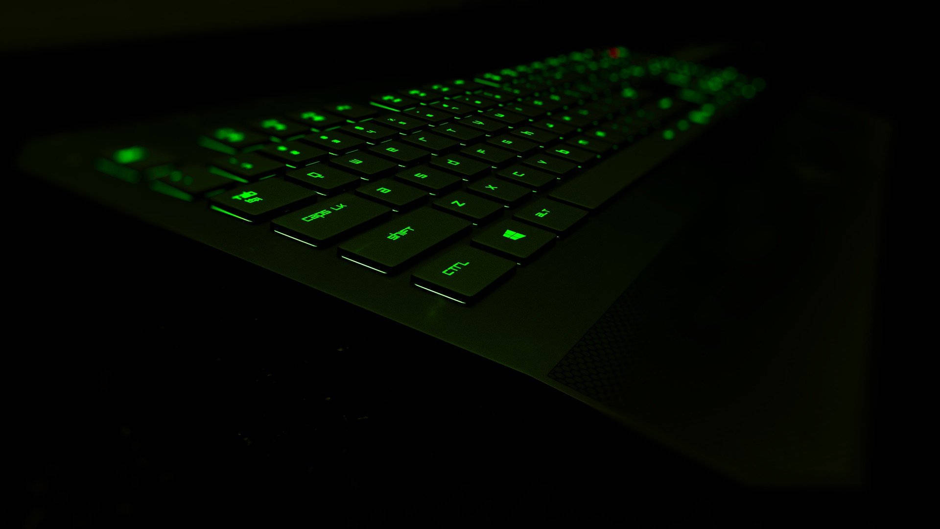 Tecladode Computador Com Luz Verde Neon. Papel de Parede