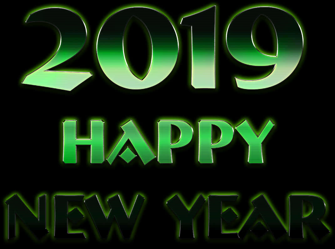 Green Neon2019 Happy New Year PNG