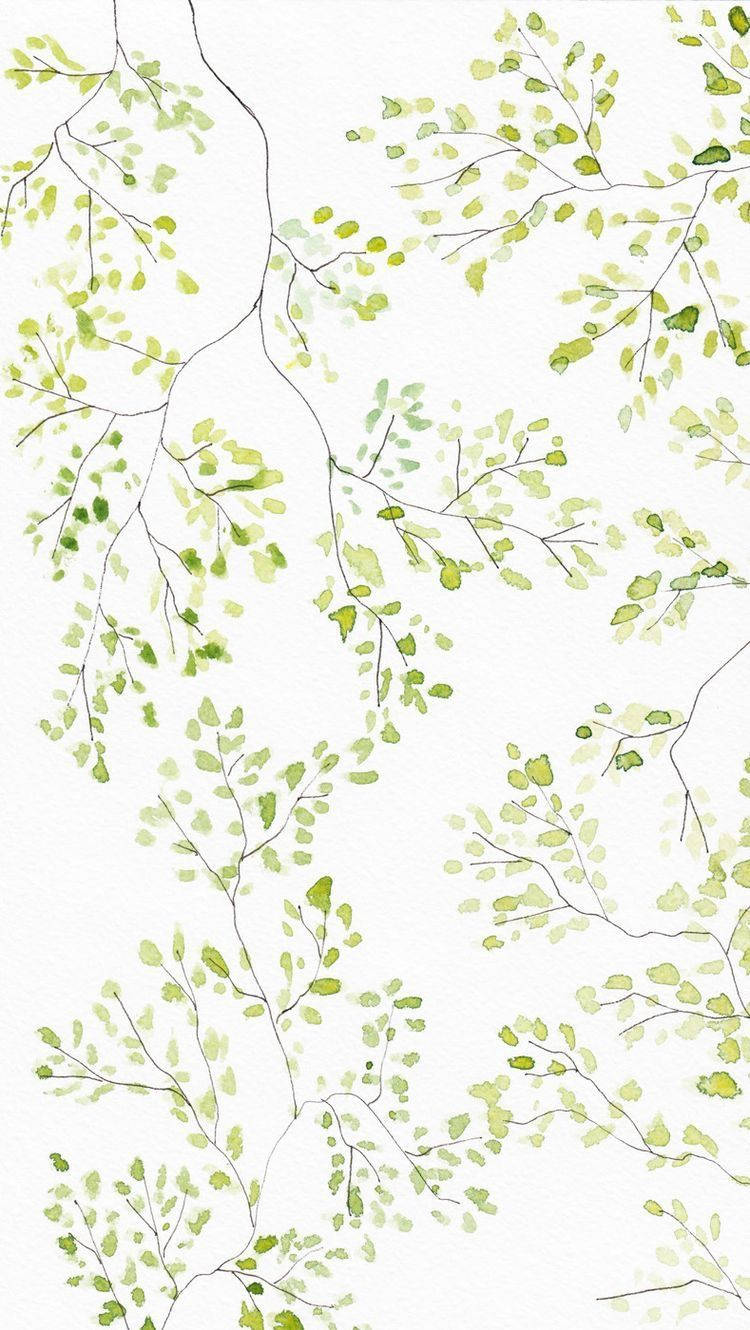Green Neutral iPhone Flower Art Wallpaper