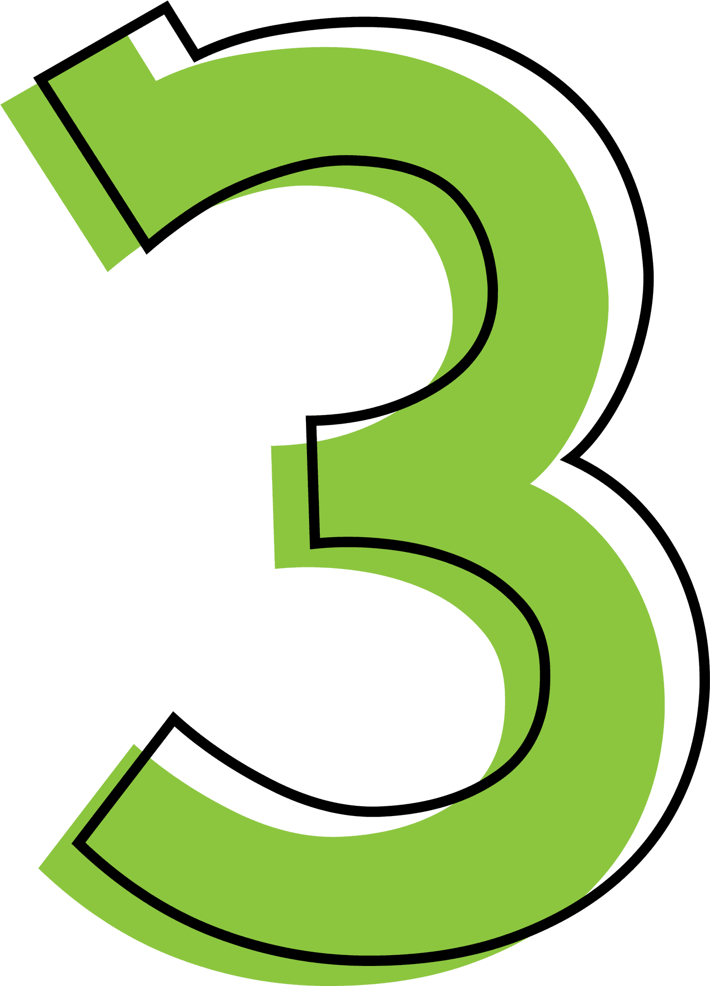 Green Number Three Graphic PNG