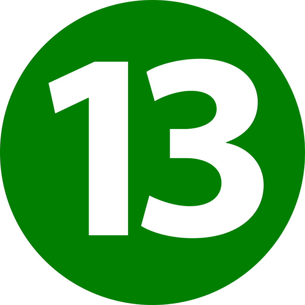 Green Number13 Symbol PNG