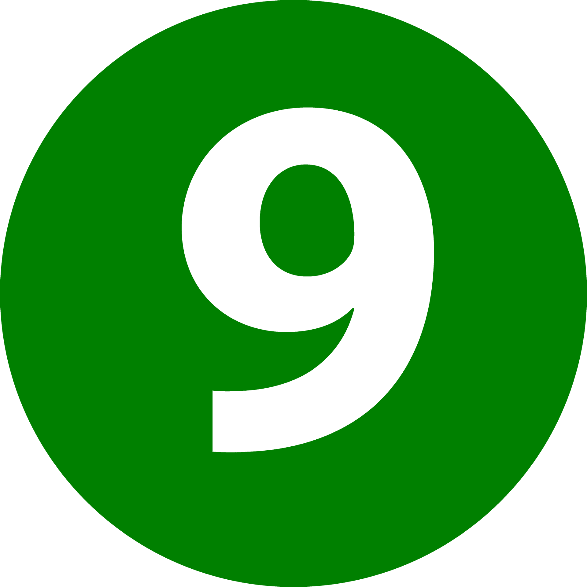 Green Number9 Icon PNG