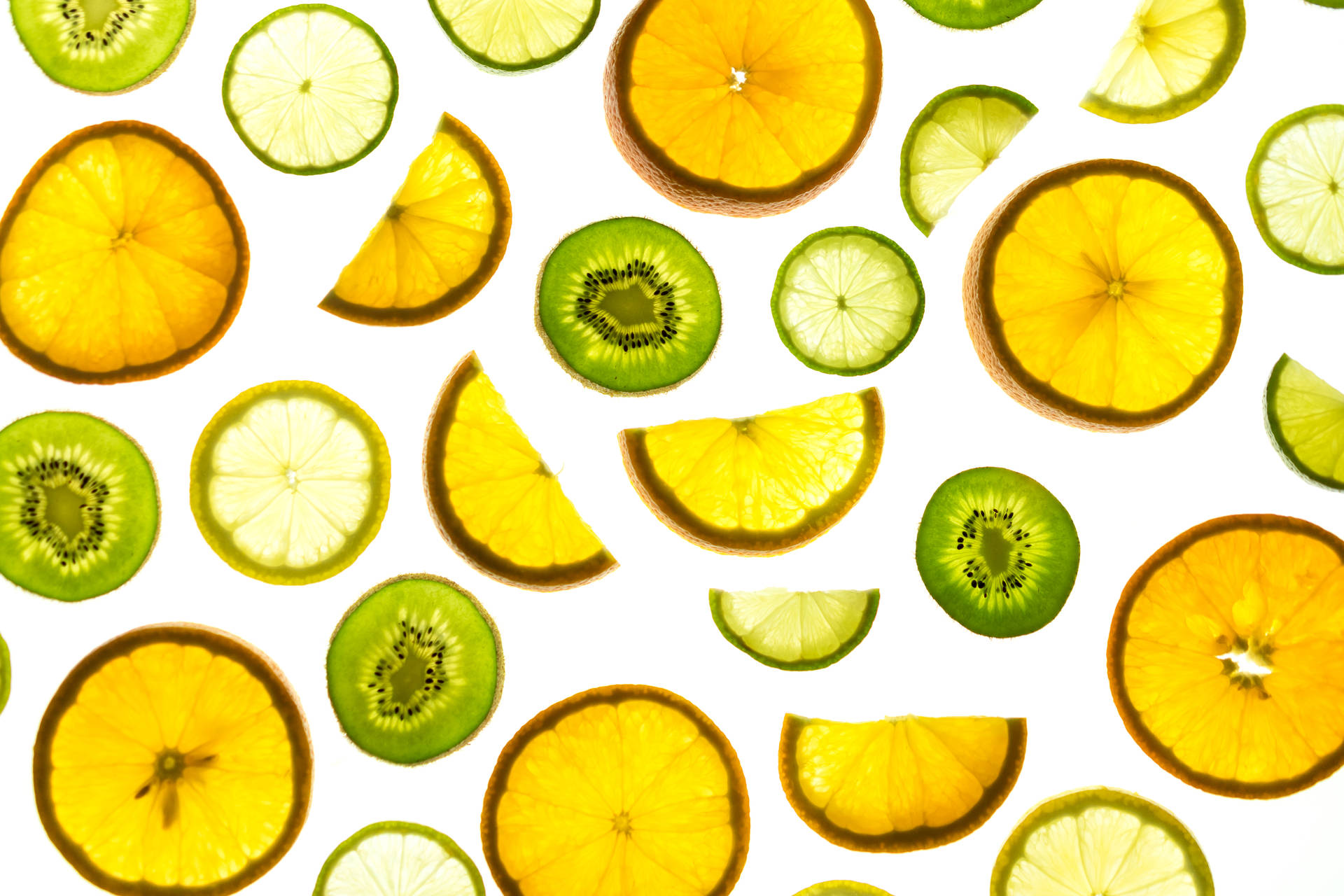 Grüne,orange Und Gelbe Früchte. Wallpaper