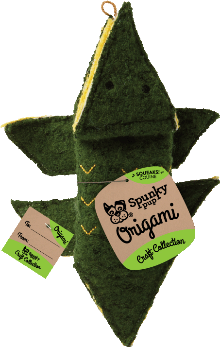 Green Origami Dog Toy PNG