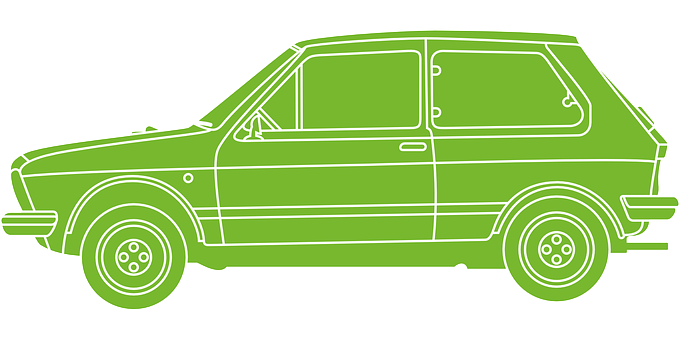 Green Outline Compact Car PNG