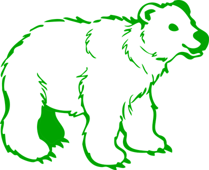 Green Outlined Bear Graphic PNG