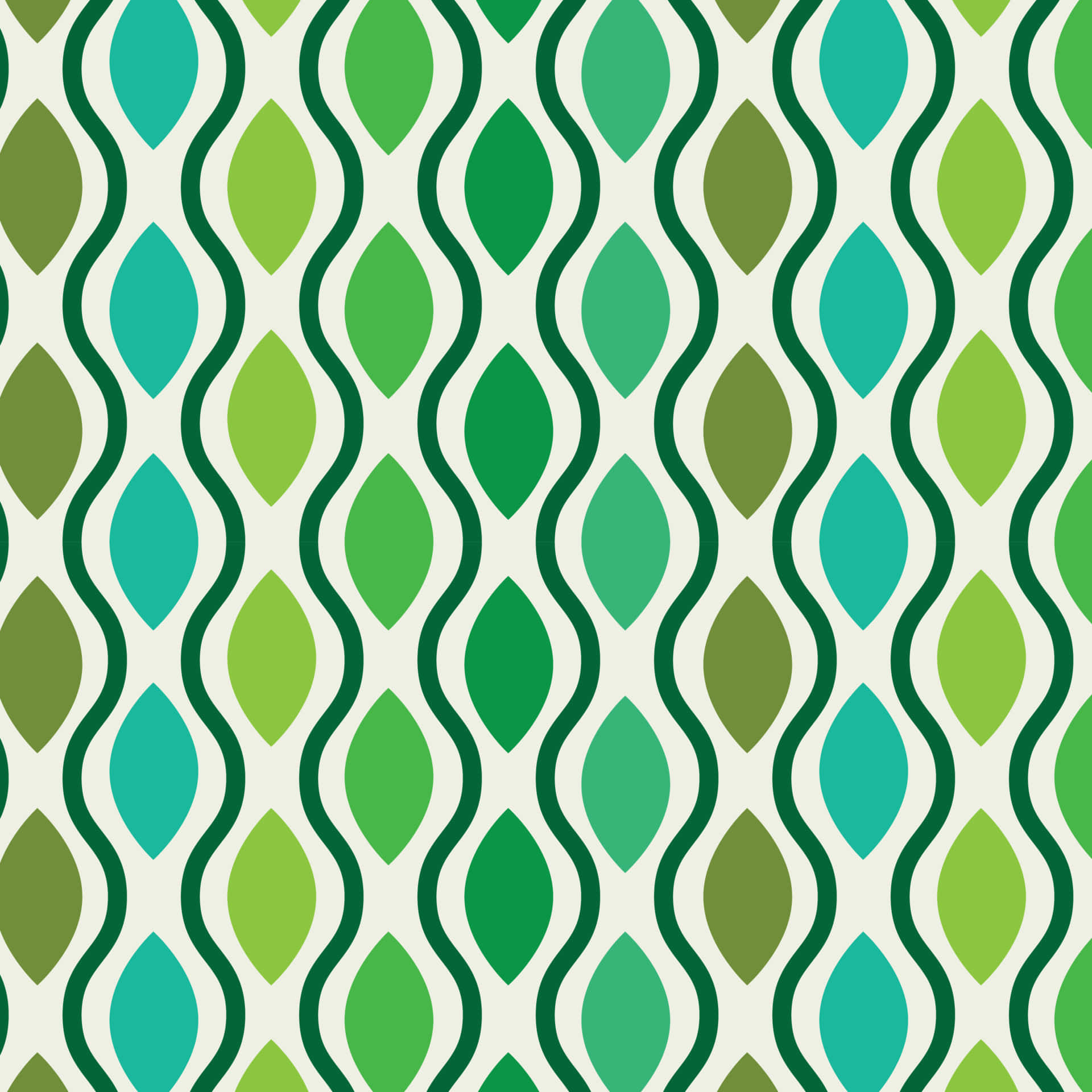 Green Oval Shapes And Curvy Lines Wallpaper