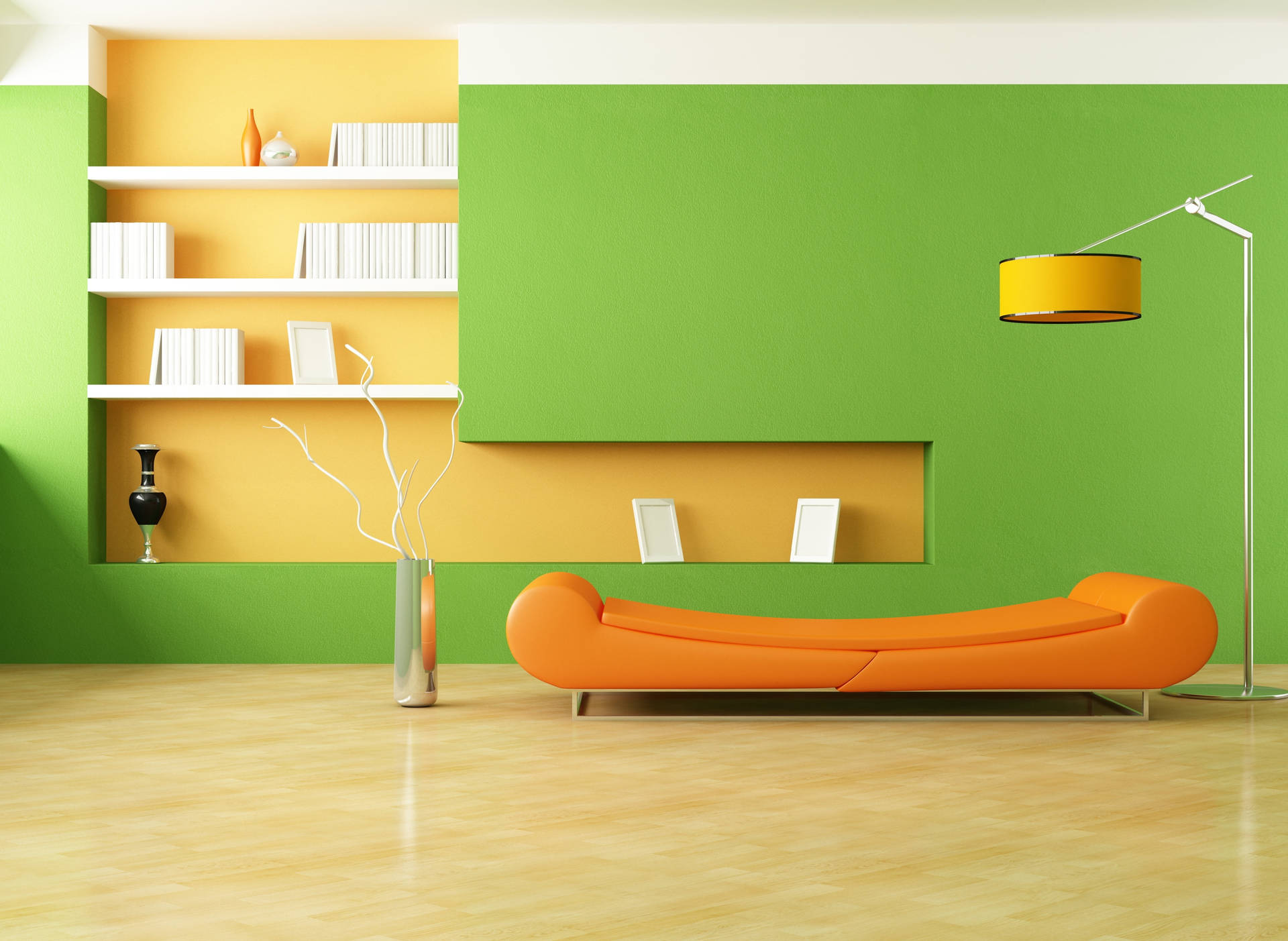 Refreshing Green Aesthetics in a Modern Living Room Wallpaper