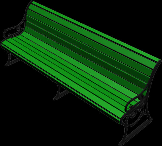 Green Park Bench Vector Illustration PNG