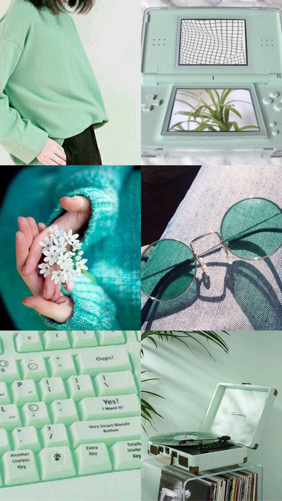 Green Pastel Keyboard Aesthetic Background
