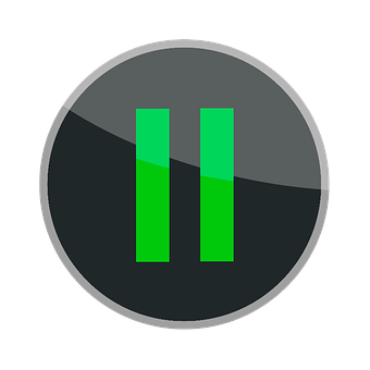 Green Pause Iconon Black Background PNG