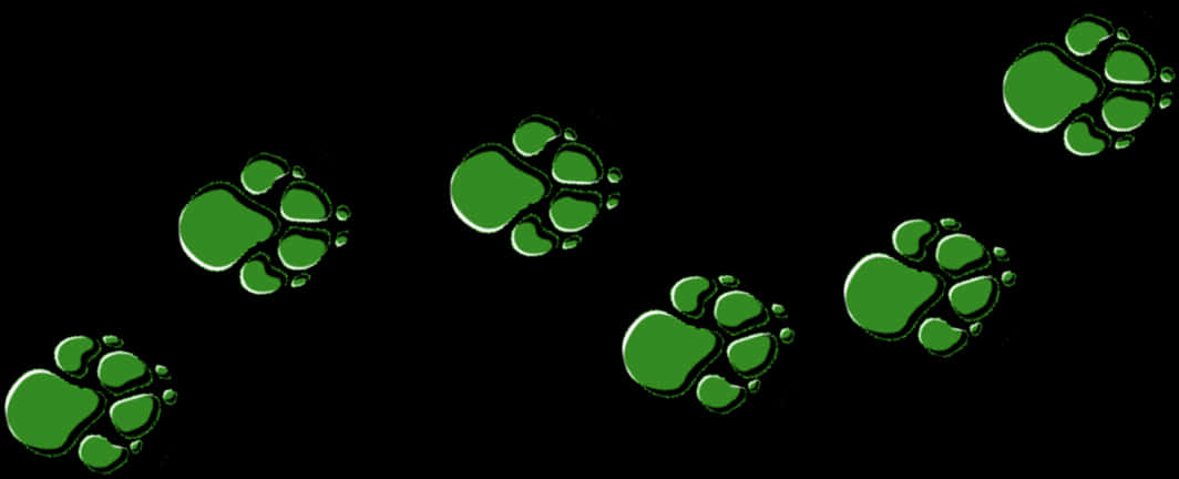 Green Paw Printson Black Background PNG