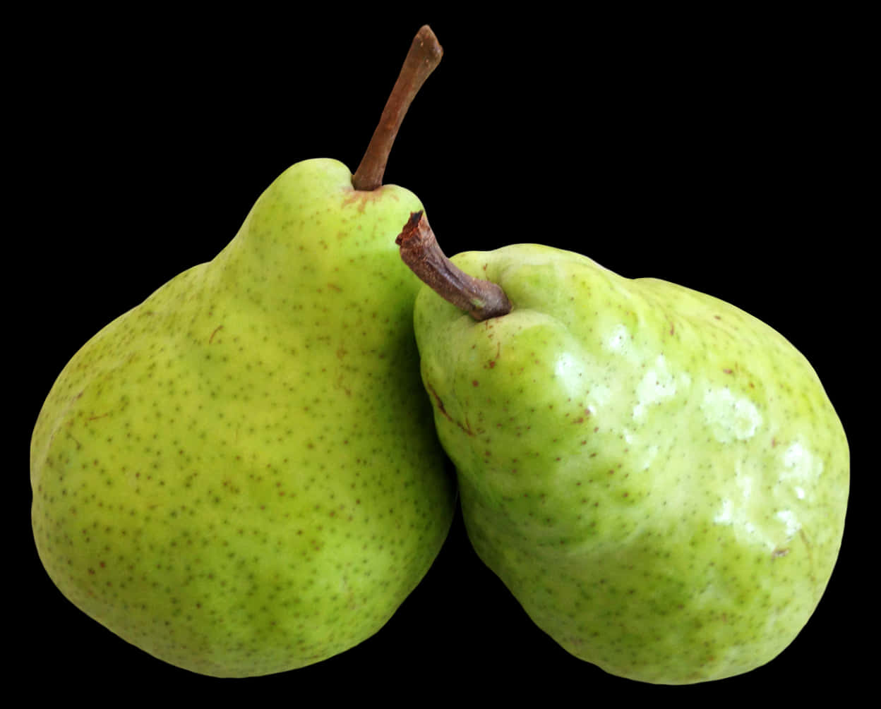 Green Pears Black Background PNG