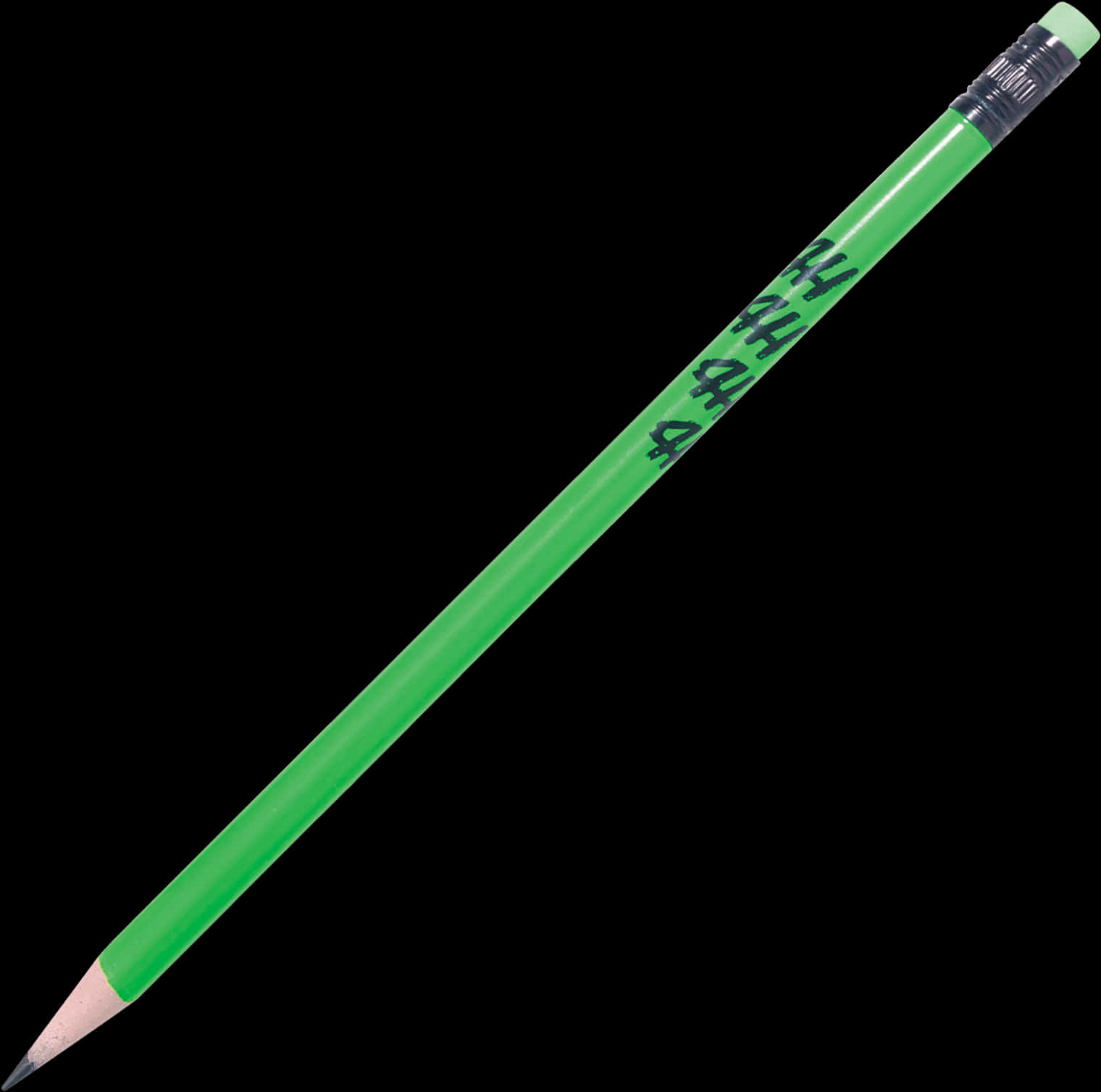 Green Pencil Black Background PNG
