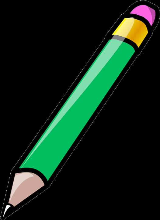 Green Pencil Cartoon Illustration PNG