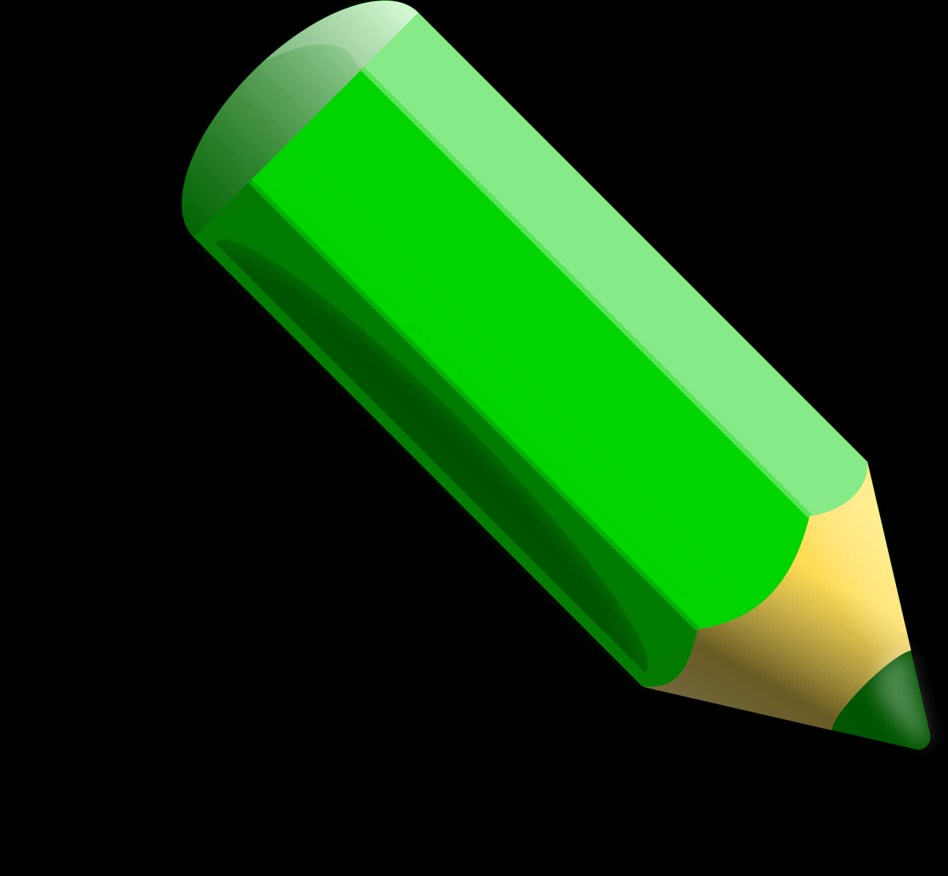 Green Pencil Graphicon Black Background PNG