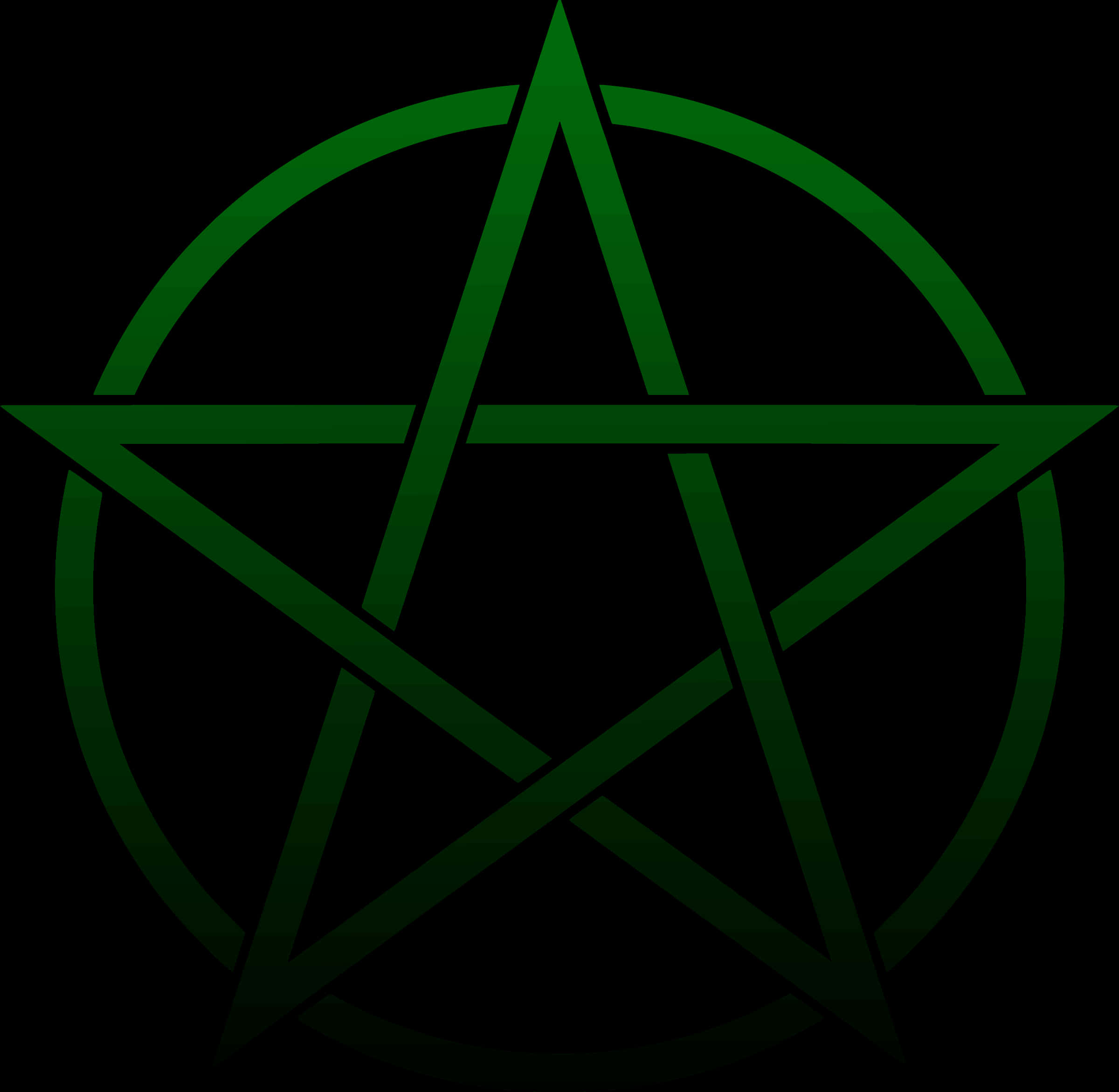 Green Pentagramon Black Background PNG