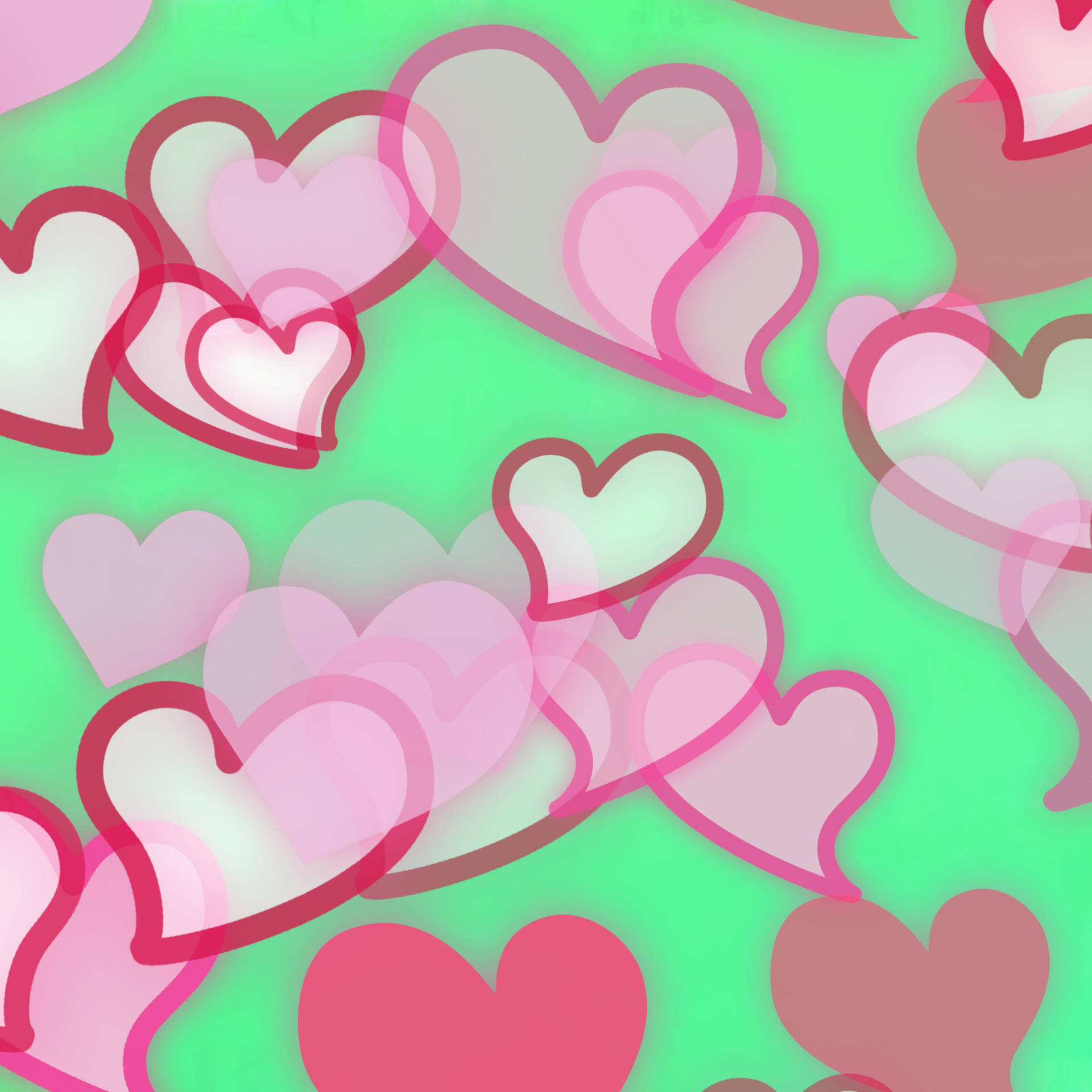 Green Pink Awesome Heart Wallpaper