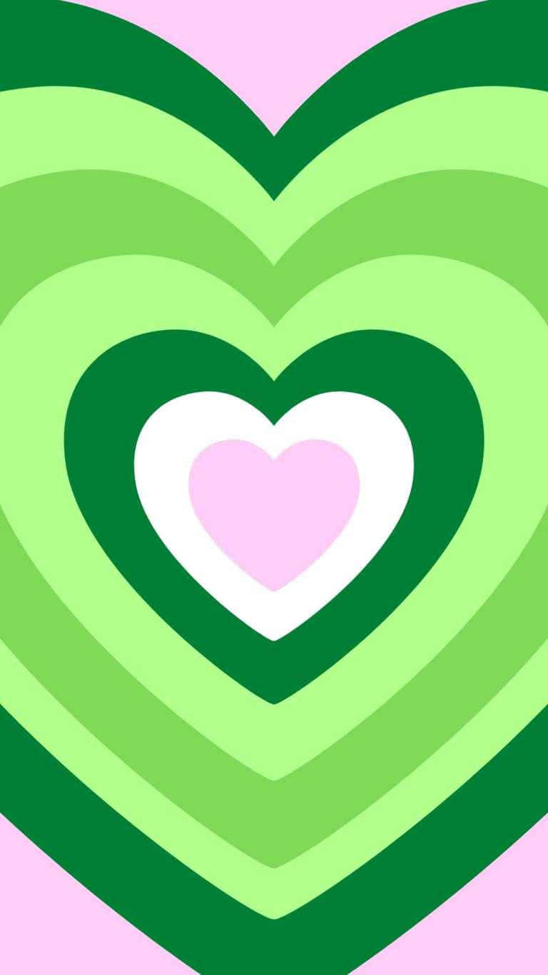Green Pink Heart Layers Y2 K Aesthetic Wallpaper