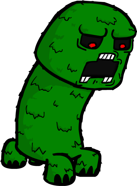 Green Pixel Monster Cartoon PNG