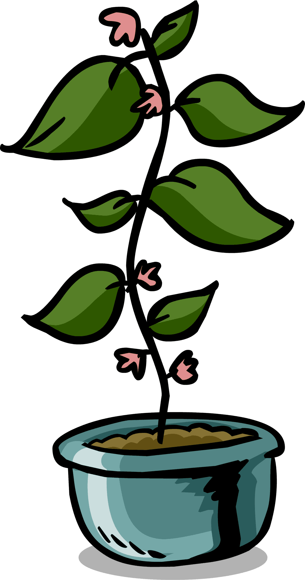 Green Plantin Blue Pot Illustration PNG