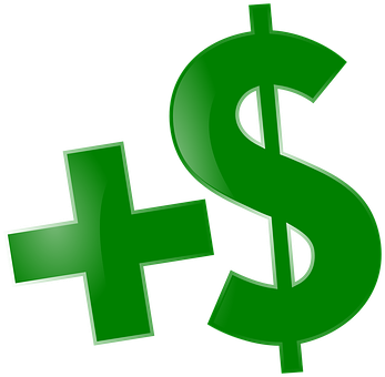 Green Plus Dollar Sign PNG