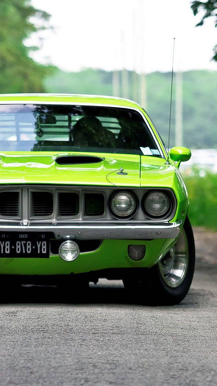 Green Plymouth Barracuda Car Iphone Background
