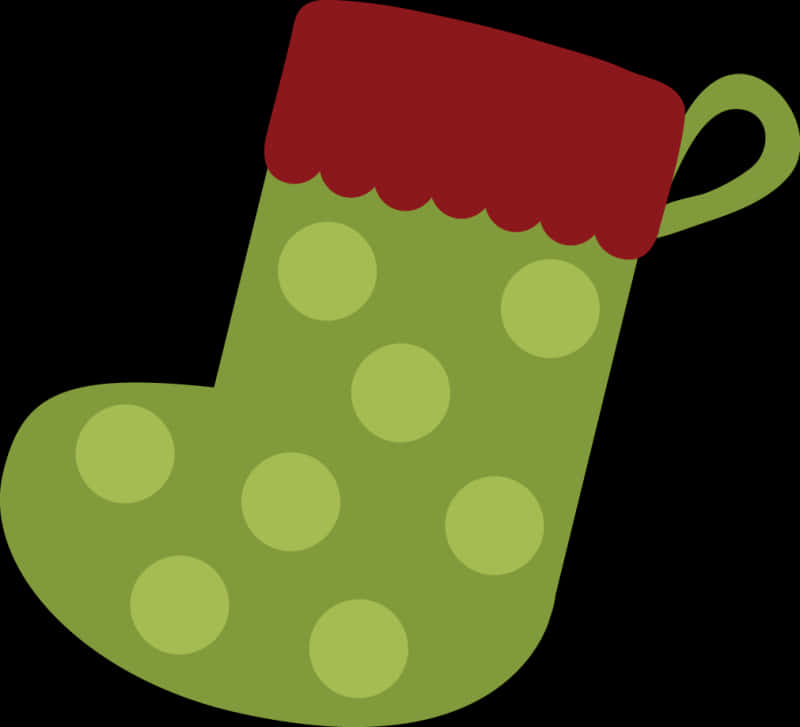 Green Polka Dot Christmas Stocking PNG