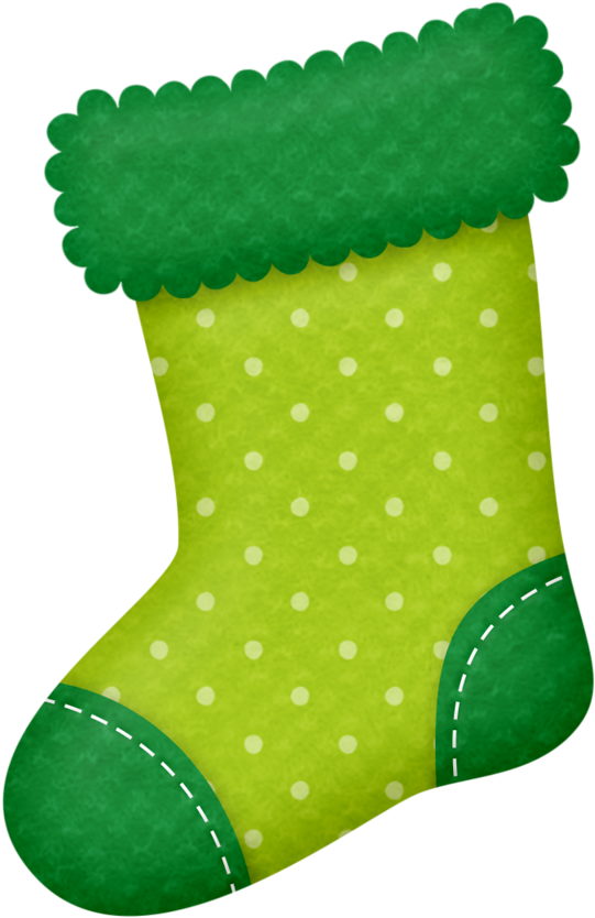 Green Polka Dot Christmas Stocking PNG