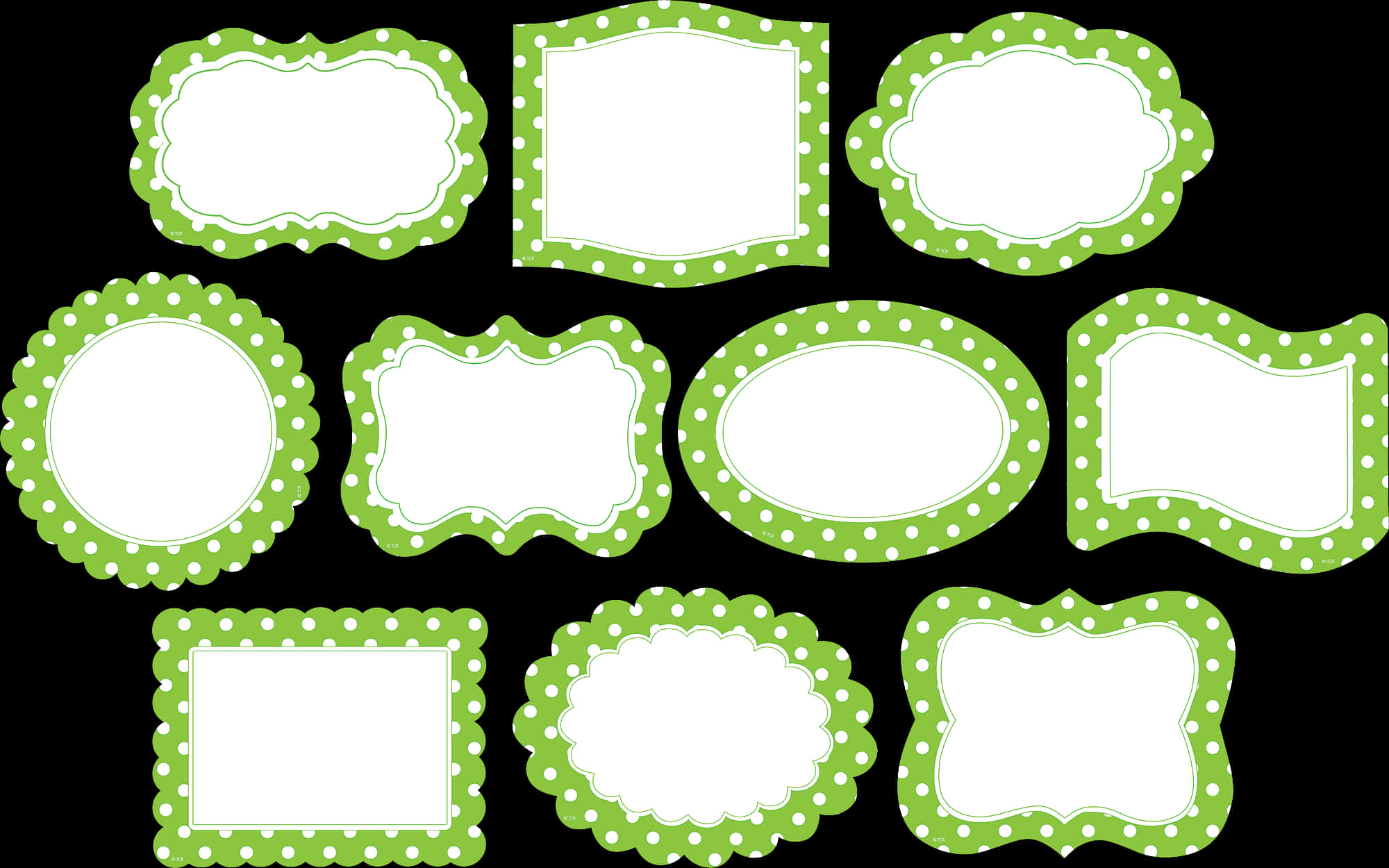 Green Polka Dot Frames Collection PNG