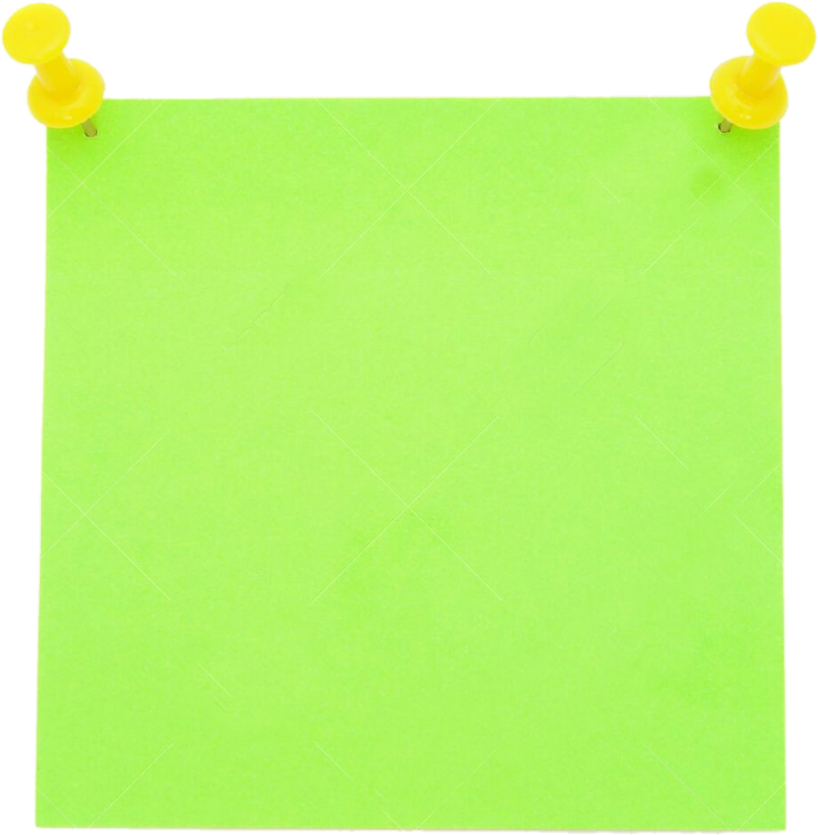 Green Post It Note Pinned PNG
