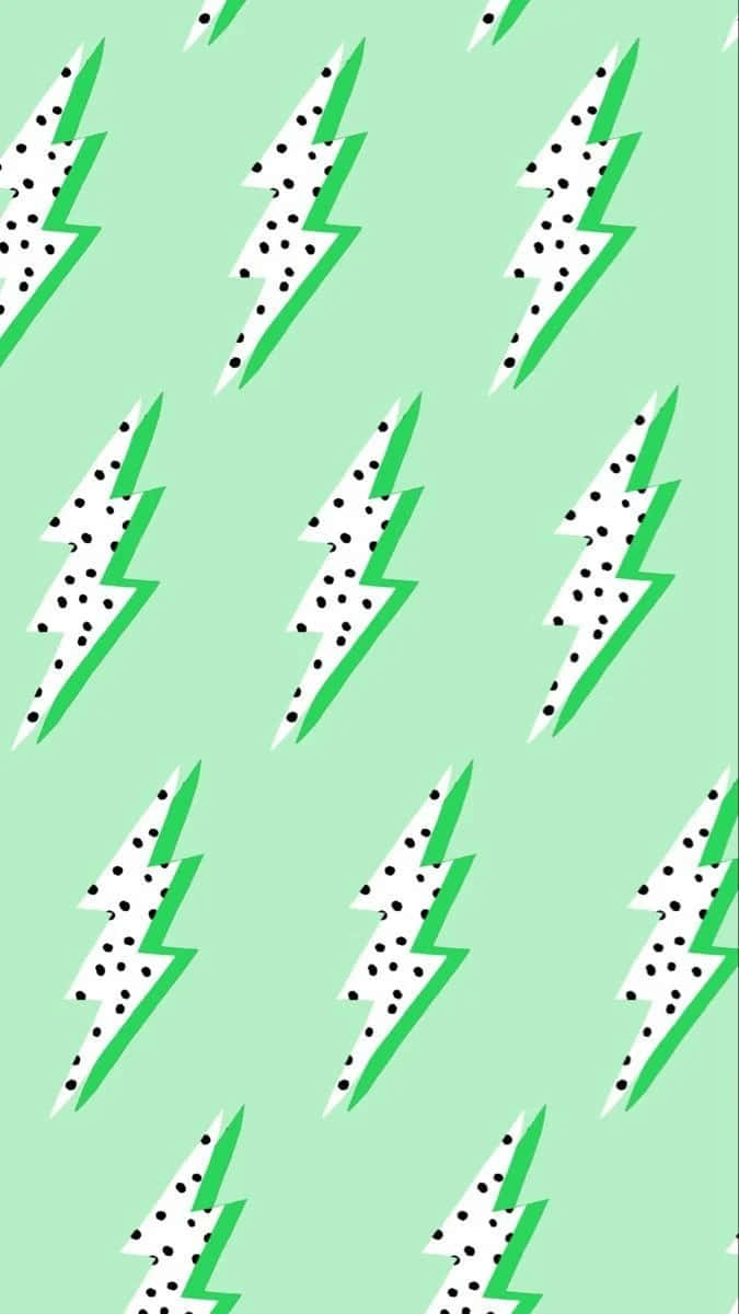Green Preppy Lightning Pattern Wallpaper