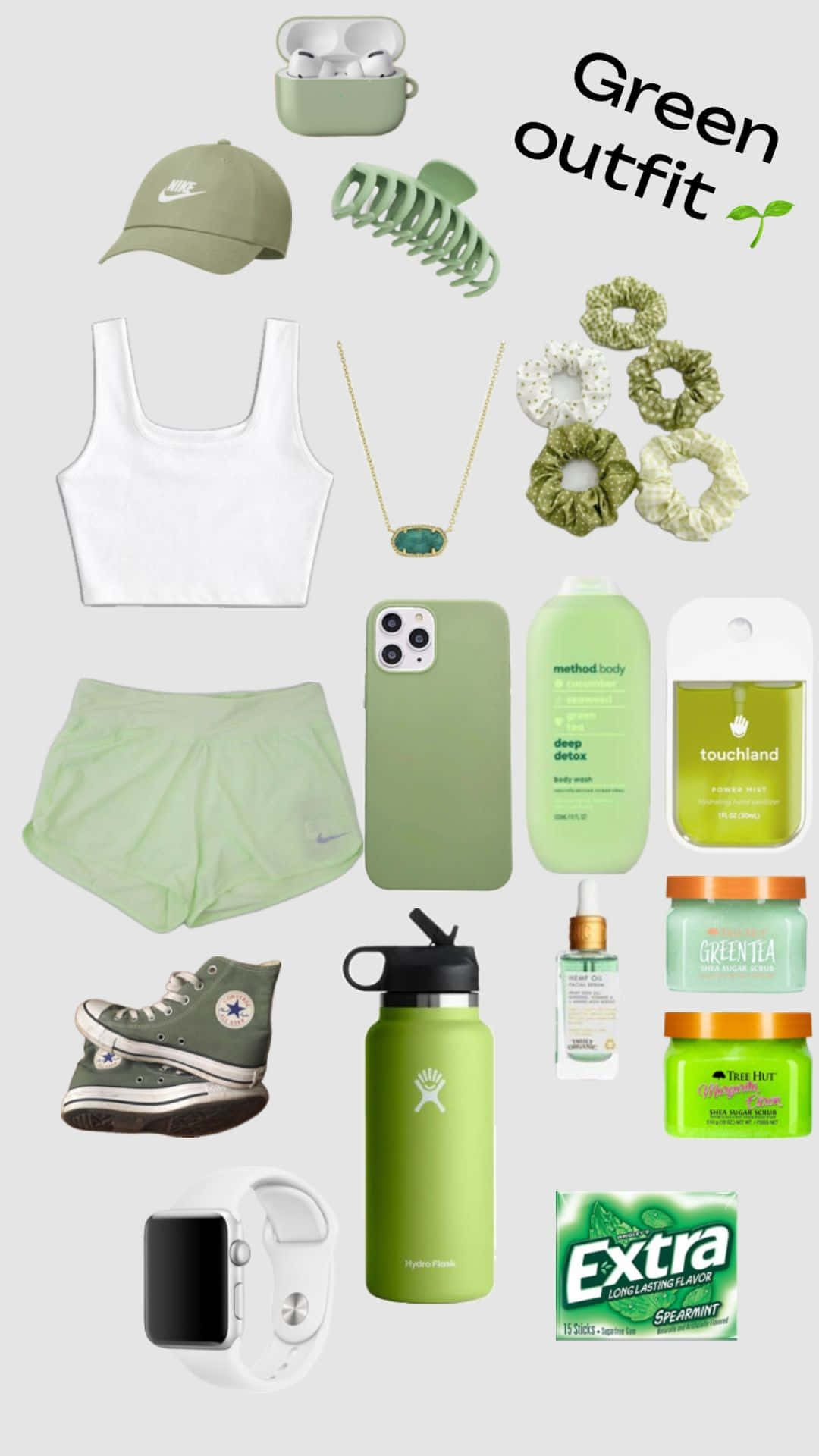 Green Preppy Outfit Accessories Wallpaper