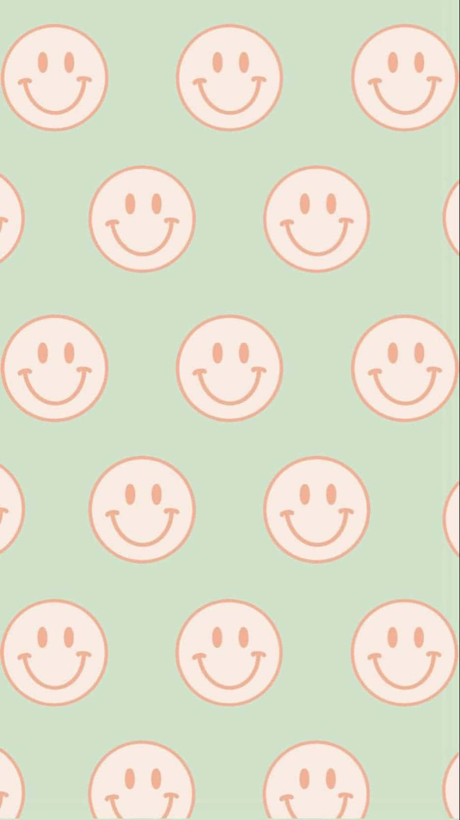 Green Preppy Smiley Pattern Wallpaper