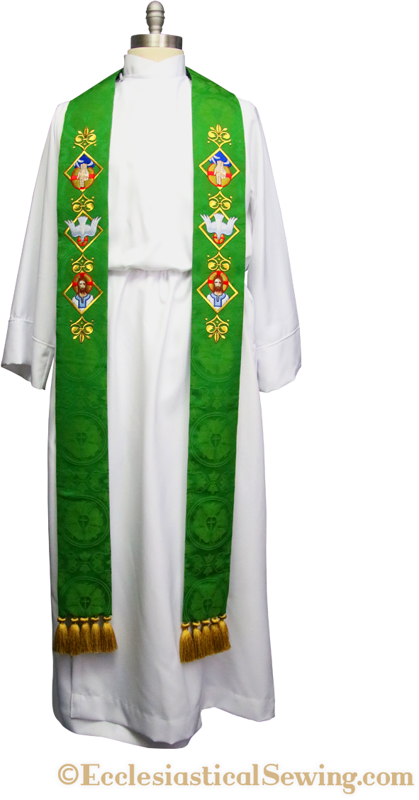 Green Priest Stole Ecclesiastical Vestment PNG