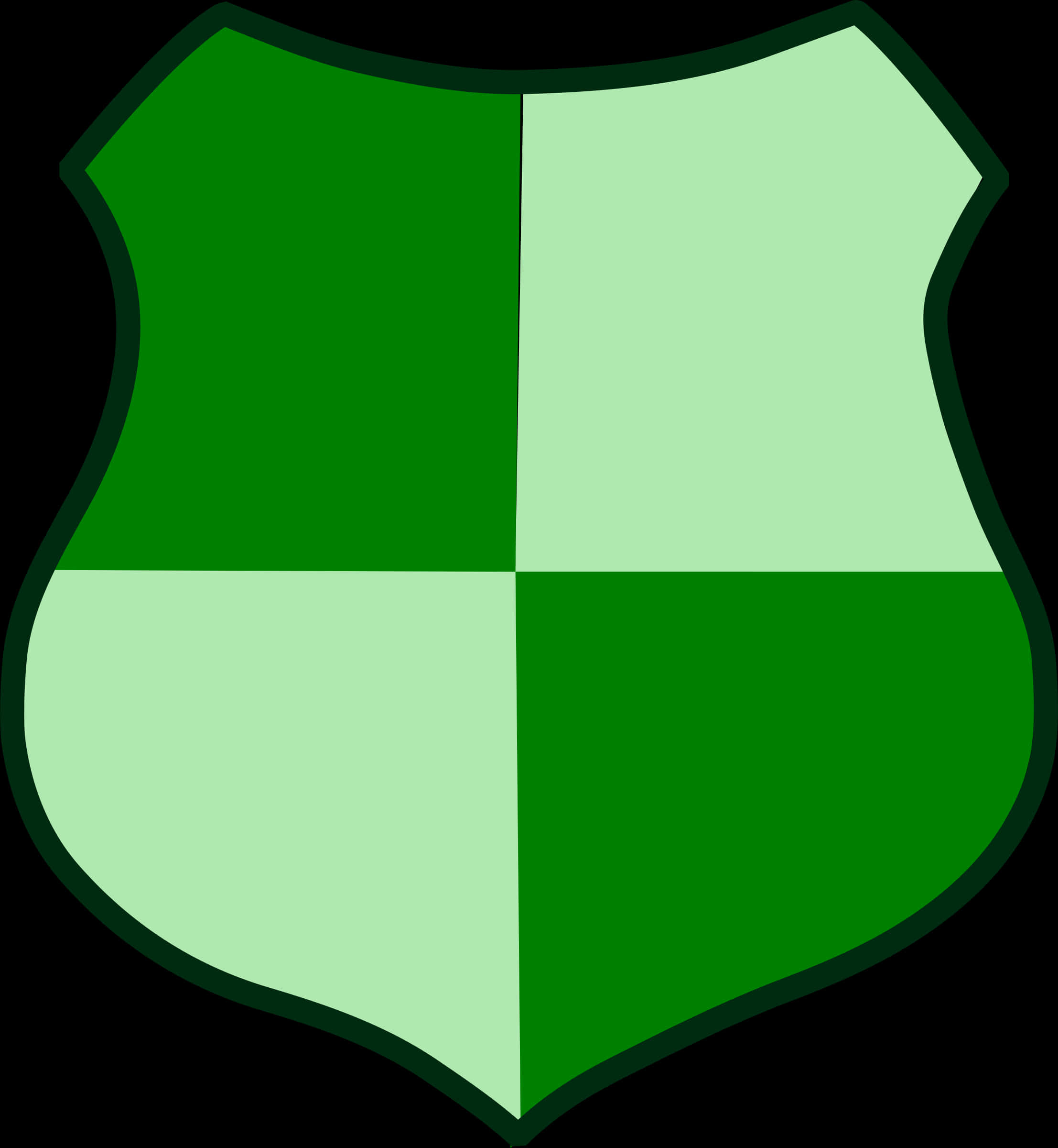 Green Quadrant Shield Graphic PNG